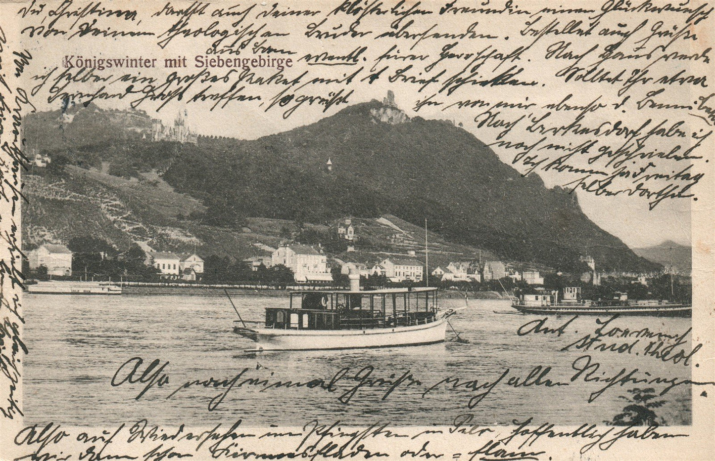 GERMANY KONIGSWINTER mit SIEBENGEBIRGE ANTIQUE POSTCARD
