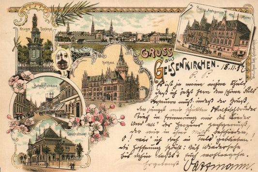 GERMANY GELSENKIRCHEN 1897 ANTIQUE POSTCARD