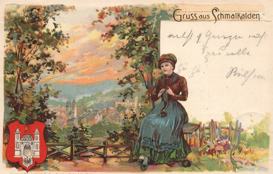 GERMANY GRUSS AUS SCHMALKALDEN ANTIQUE POSTCARD