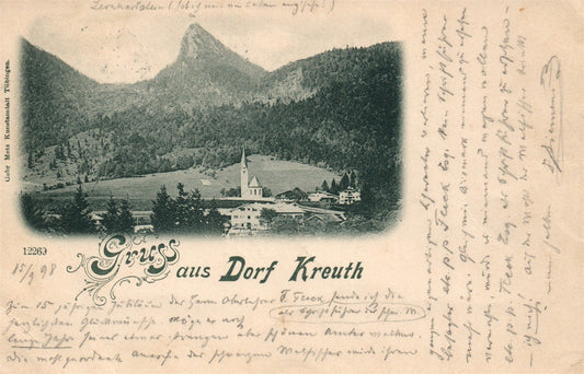 GERMANY GRUSS AUS DORF KREUTH ANTIQUE POSTCARD