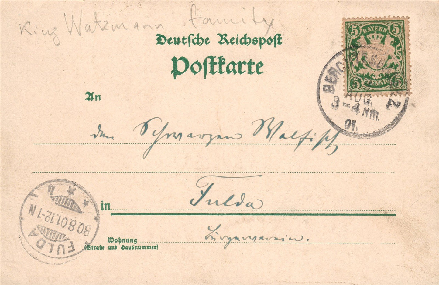 GERMANY FAMILIE WATZMANN ANTIQUE POSTCARD