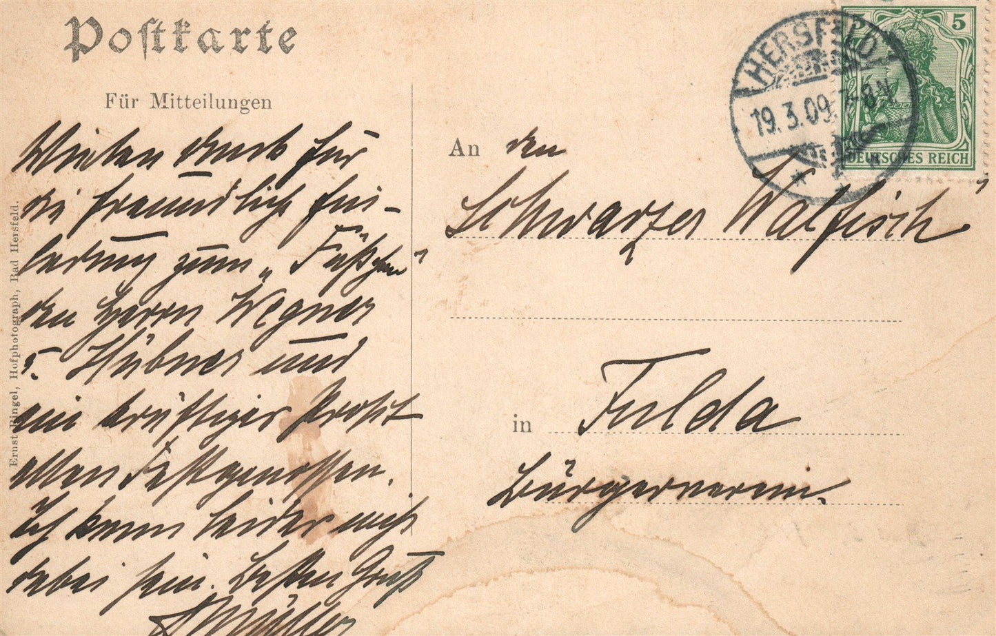 GERMANY BAD HERSFELD ANTIQUE POSTCARD