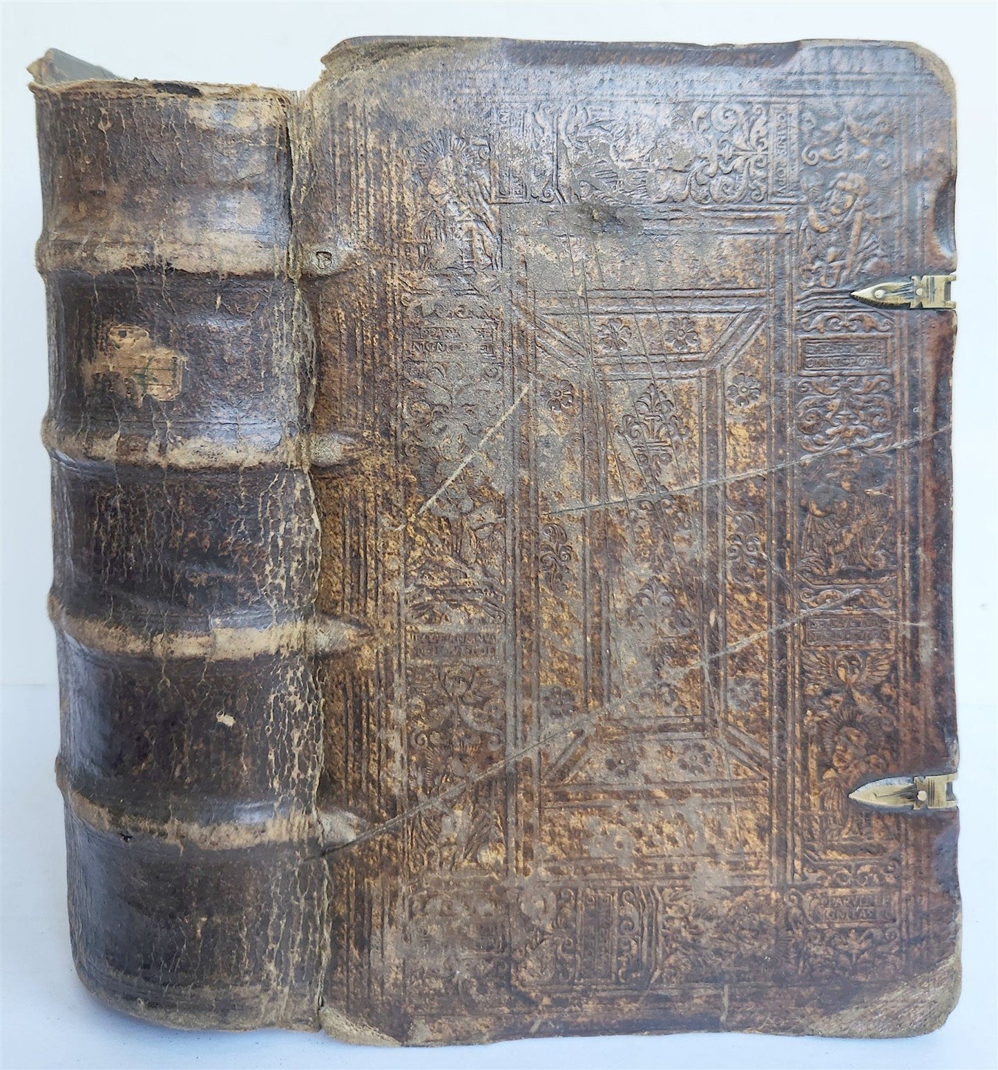 1562 BIBLE ILLUSTRATED antique ORIGINAL PIGSKIN BINDING LATIN BIBLIA SACRA 16 c.