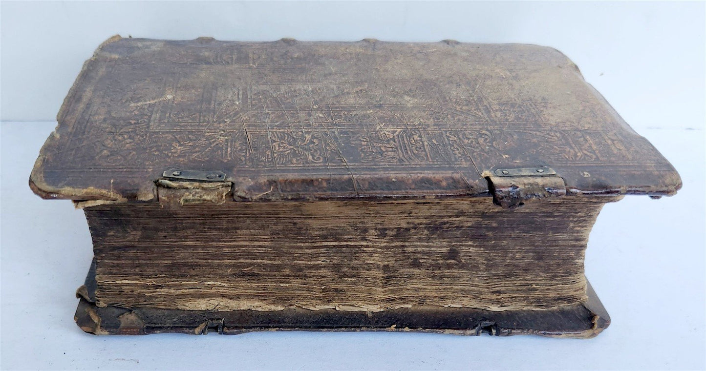 1562 BIBLE ILLUSTRATED antique ORIGINAL PIGSKIN BINDING LATIN BIBLIA SACRA 16 c.