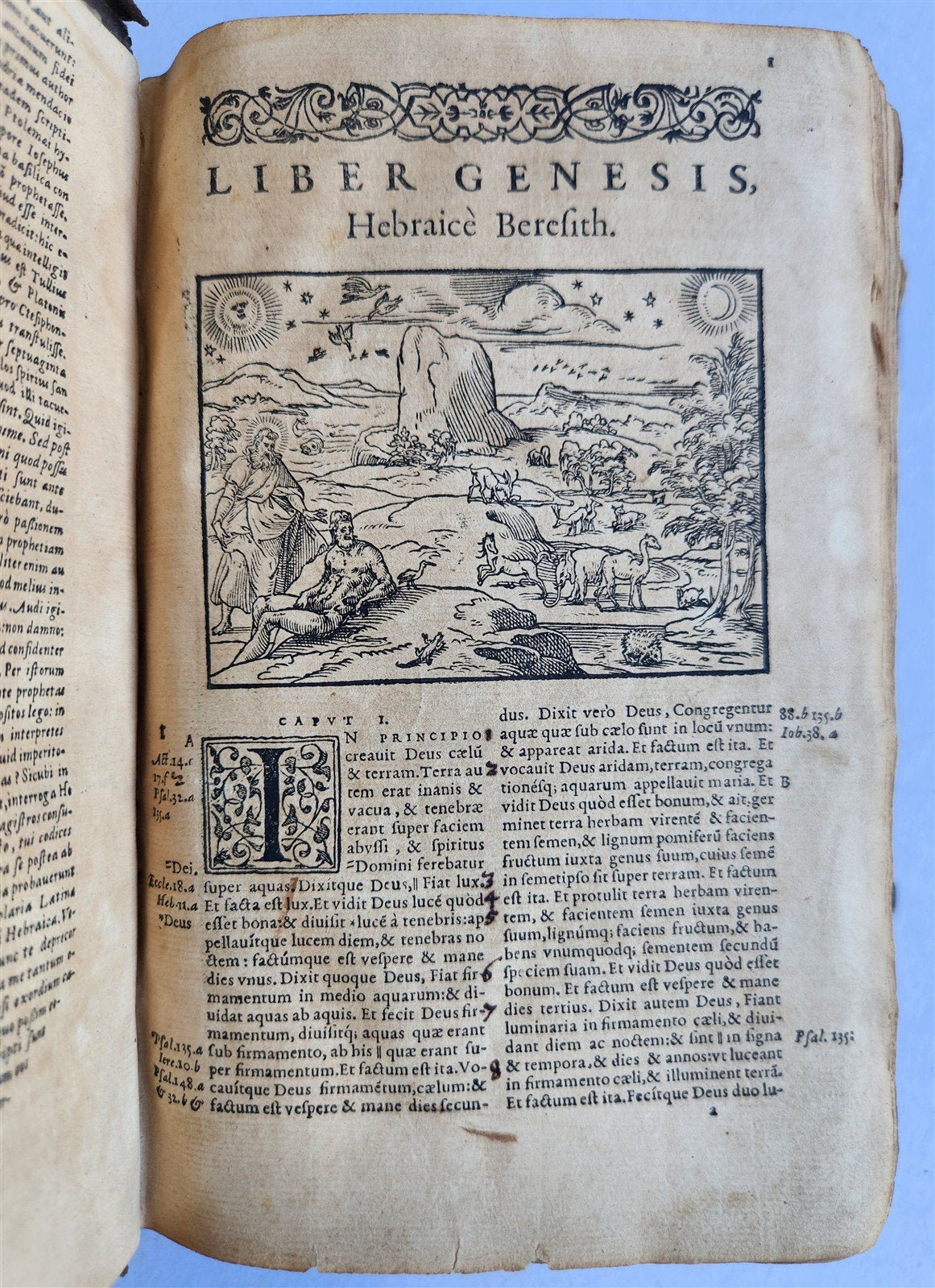 1562 BIBLE ILLUSTRATED antique ORIGINAL PIGSKIN BINDING LATIN BIBLIA SACRA 16 c.