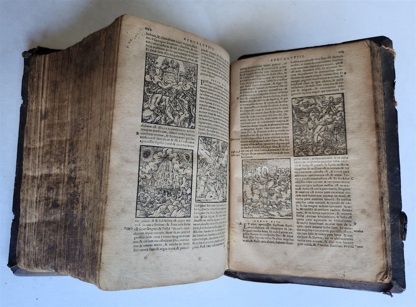 1562 BIBLE ILLUSTRATED antique ORIGINAL PIGSKIN BINDING LATIN BIBLIA SACRA 16 c.