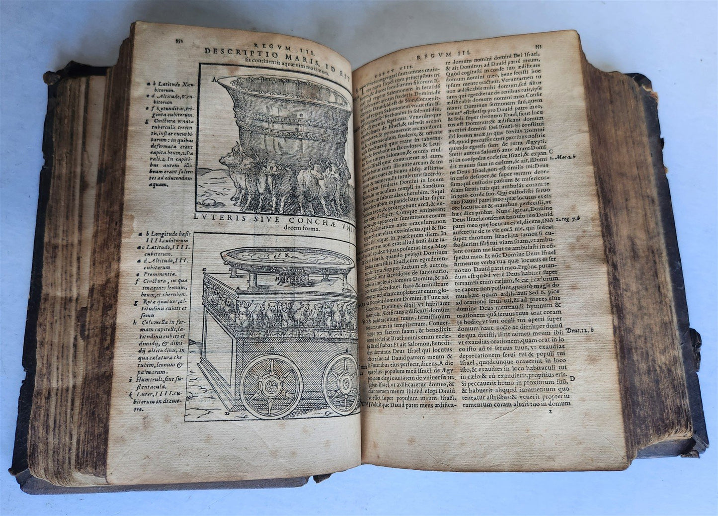 1562 BIBLE ILLUSTRATED antique ORIGINAL PIGSKIN BINDING LATIN BIBLIA SACRA 16 c.