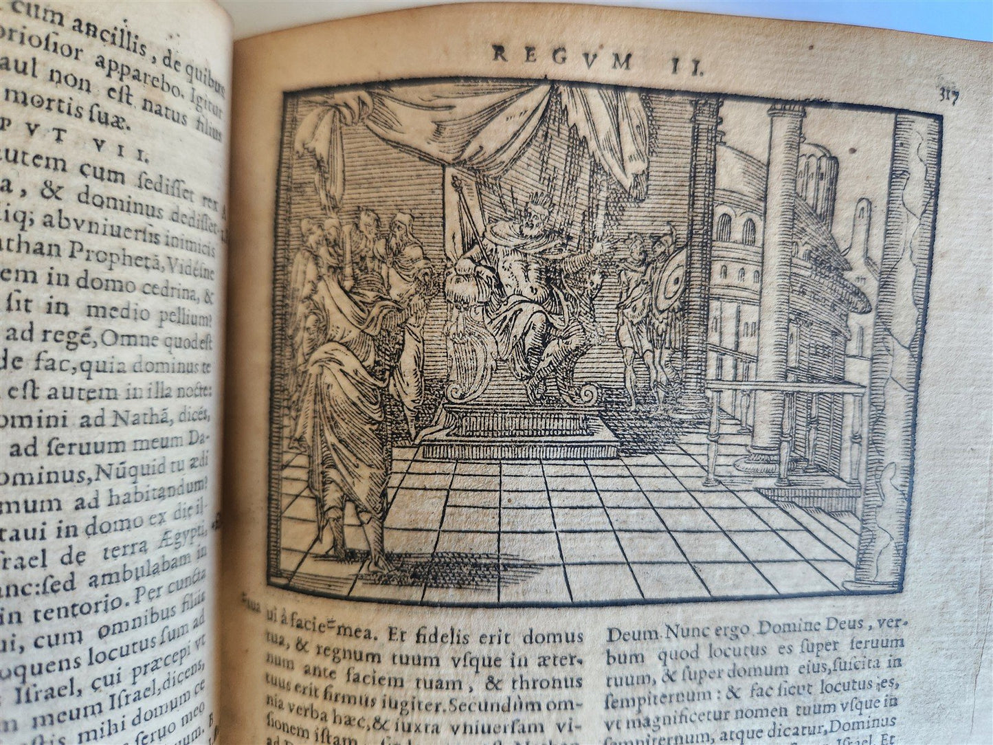 1562 BIBLE ILLUSTRATED antique ORIGINAL PIGSKIN BINDING LATIN BIBLIA SACRA 16 c.