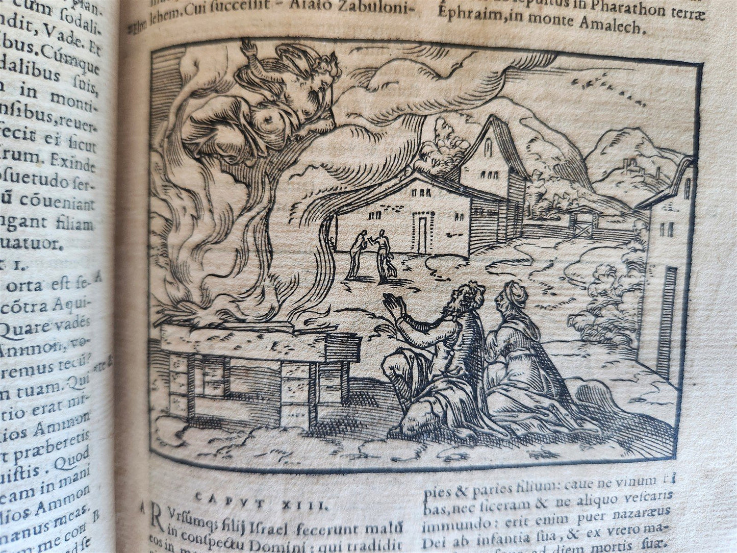 1562 BIBLE ILLUSTRATED antique ORIGINAL PIGSKIN BINDING LATIN BIBLIA SACRA 16 c.