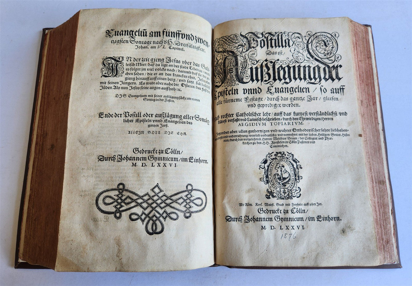 1576 POSTILLA exposition of Epistles & Gospels antique 16th C. ILLUSTRATED FOLIO