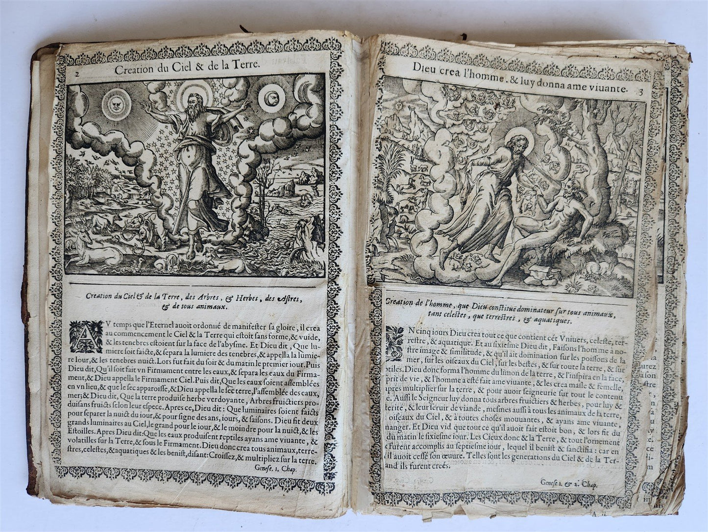 1655 BIBLE FIGURES antique ILLUSTRATED FOLIO Figures des Histoires de Bible