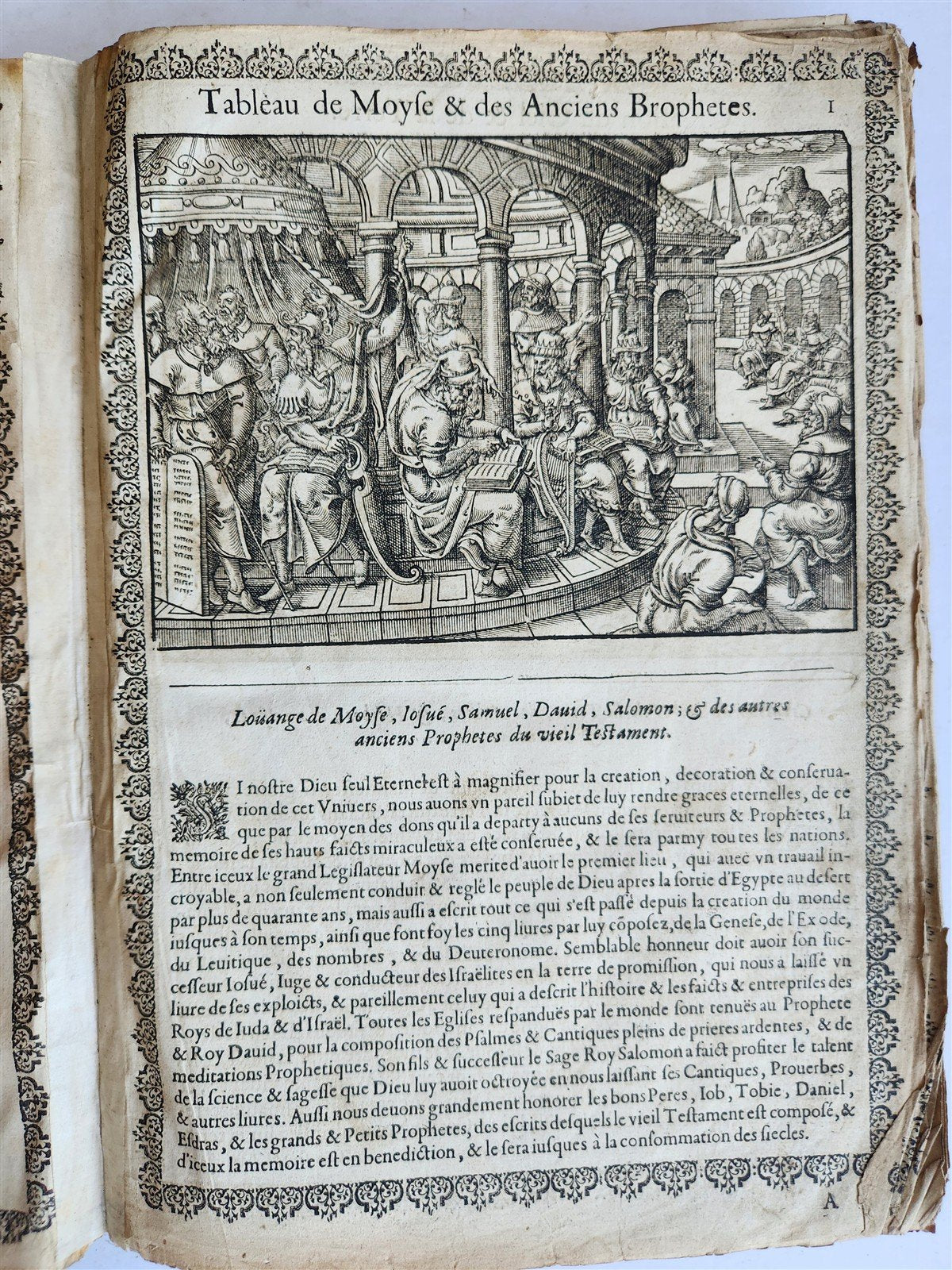 1655 BIBLE FIGURES antique ILLUSTRATED FOLIO Figures des Histoires de Bible