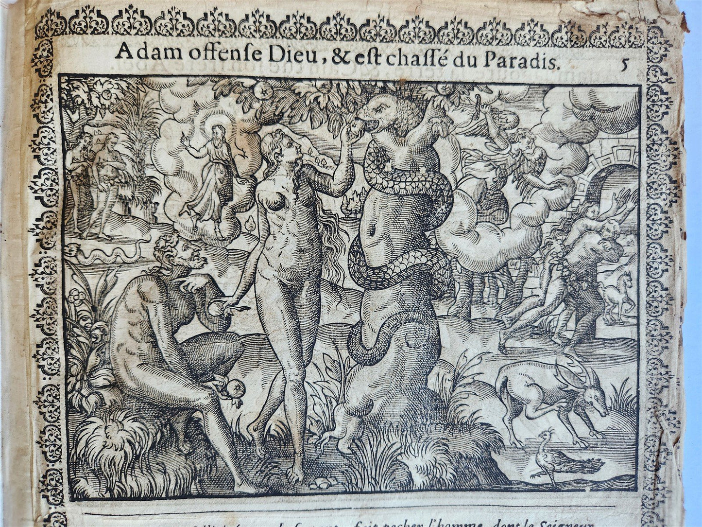 1655 BIBLE FIGURES antique ILLUSTRATED FOLIO Figures des Histoires de Bible