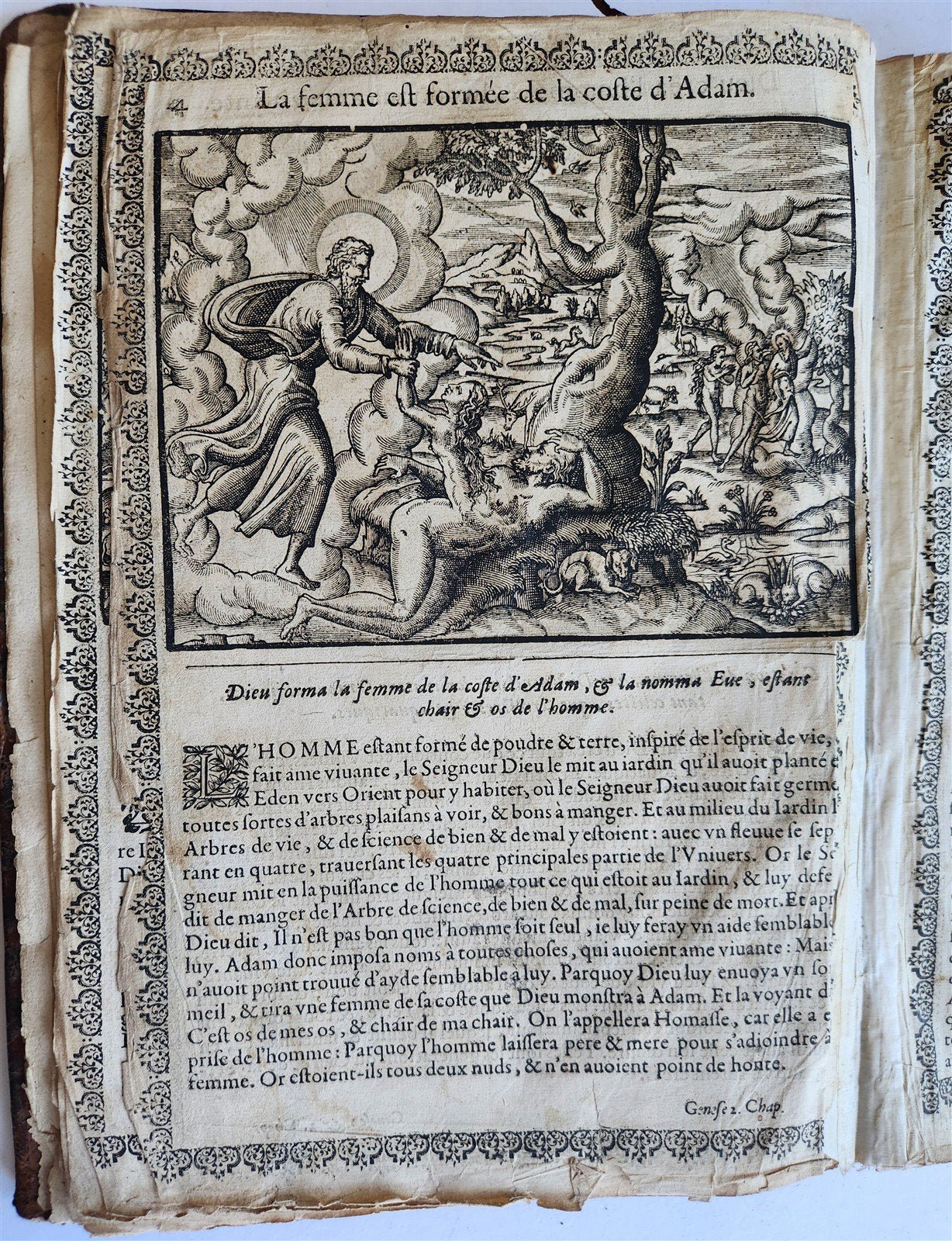 1655 BIBLE FIGURES antique ILLUSTRATED FOLIO Figures des Histoires de Bible