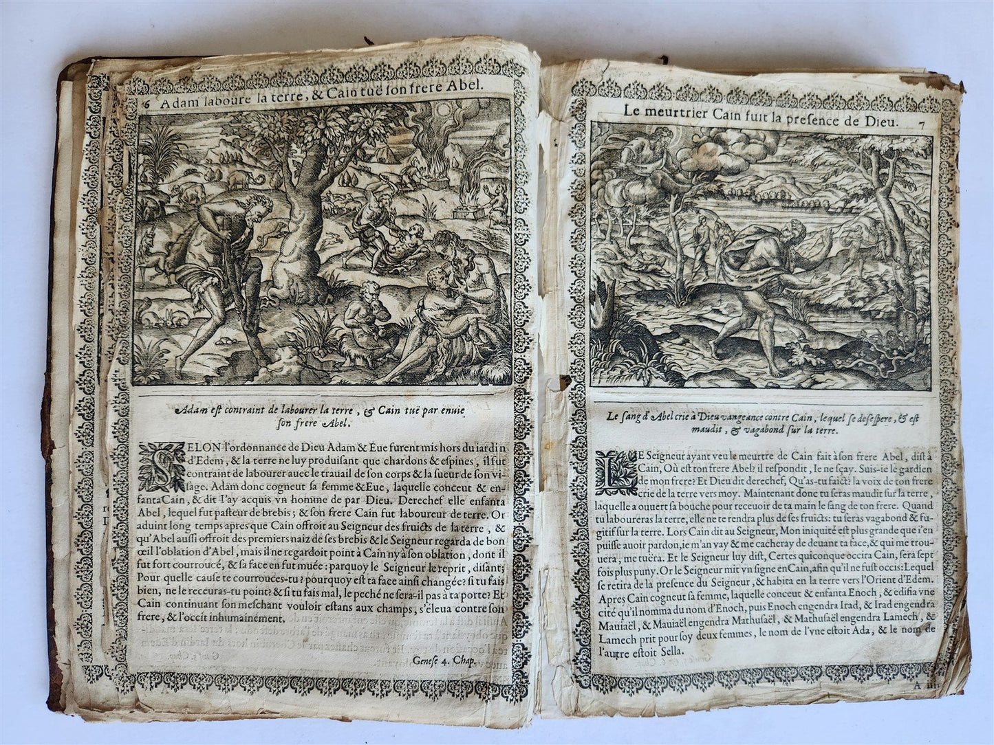 1655 BIBLE FIGURES antique ILLUSTRATED FOLIO Figures des Histoires de Bible
