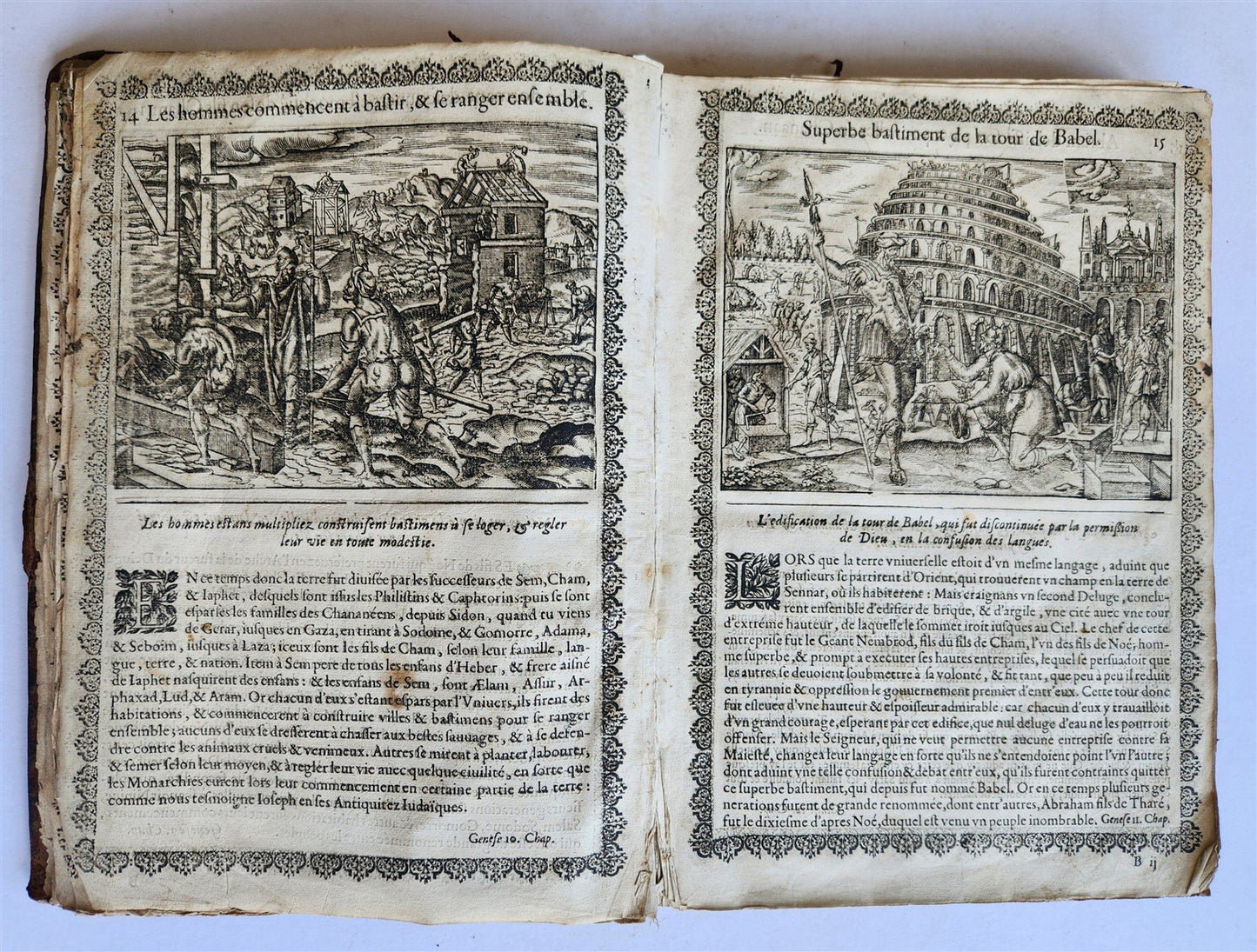 1655 BIBLE FIGURES antique ILLUSTRATED FOLIO Figures des Histoires de Bible