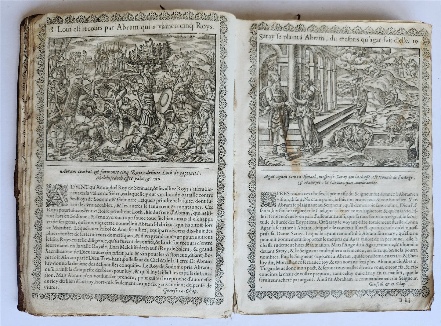 1655 BIBLE FIGURES antique ILLUSTRATED FOLIO Figures des Histoires de Bible