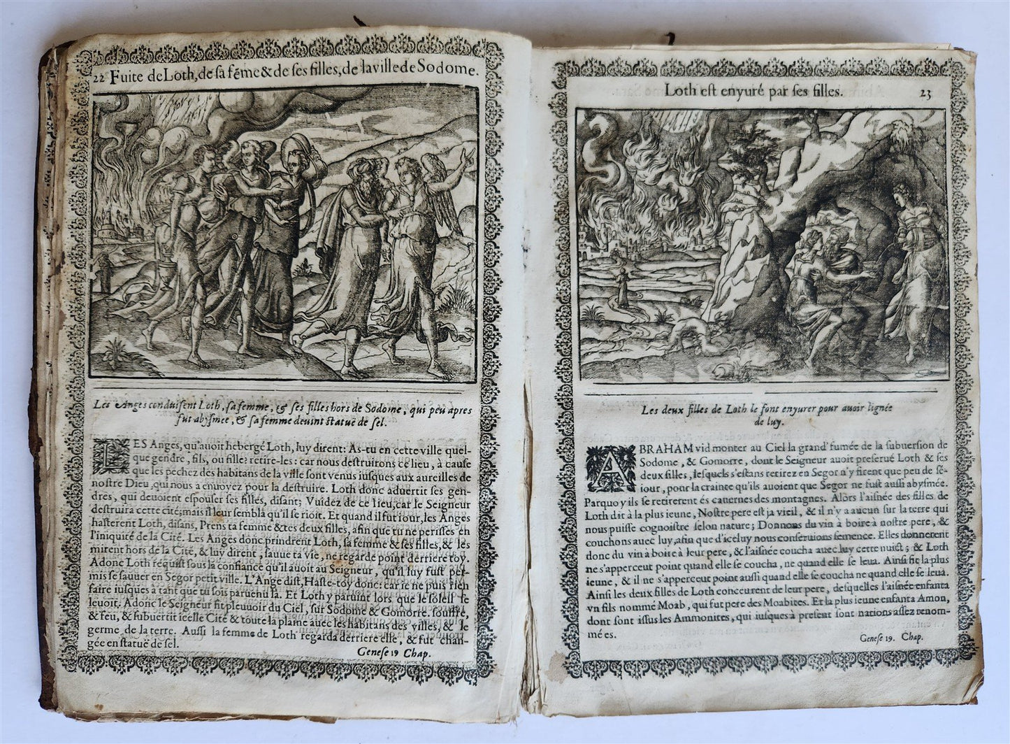 1655 BIBLE FIGURES antique ILLUSTRATED FOLIO Figures des Histoires de Bible