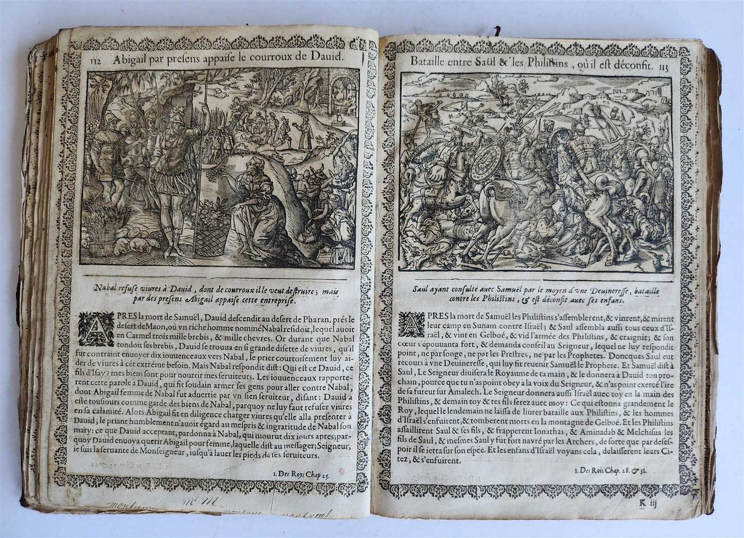 1655 BIBLE FIGURES antique ILLUSTRATED FOLIO Figures des Histoires de Bible