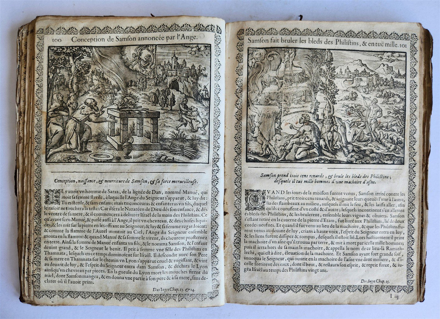 1655 BIBLE FIGURES antique ILLUSTRATED FOLIO Figures des Histoires de Bible