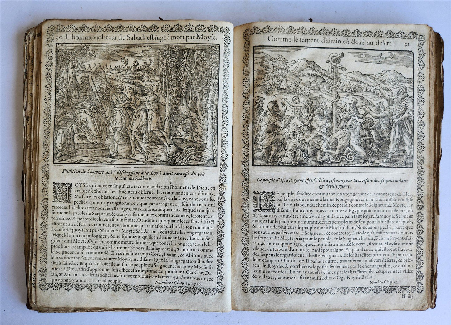 1655 BIBLE FIGURES antique ILLUSTRATED FOLIO Figures des Histoires de Bible