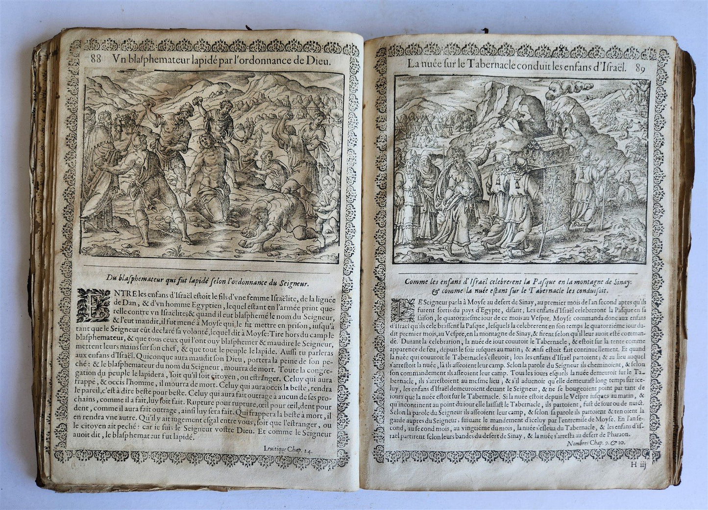 1655 BIBLE FIGURES antique ILLUSTRATED FOLIO Figures des Histoires de Bible