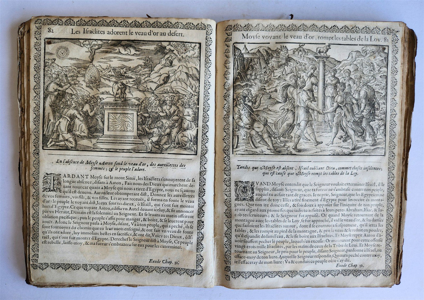 1655 BIBLE FIGURES antique ILLUSTRATED FOLIO Figures des Histoires de Bible