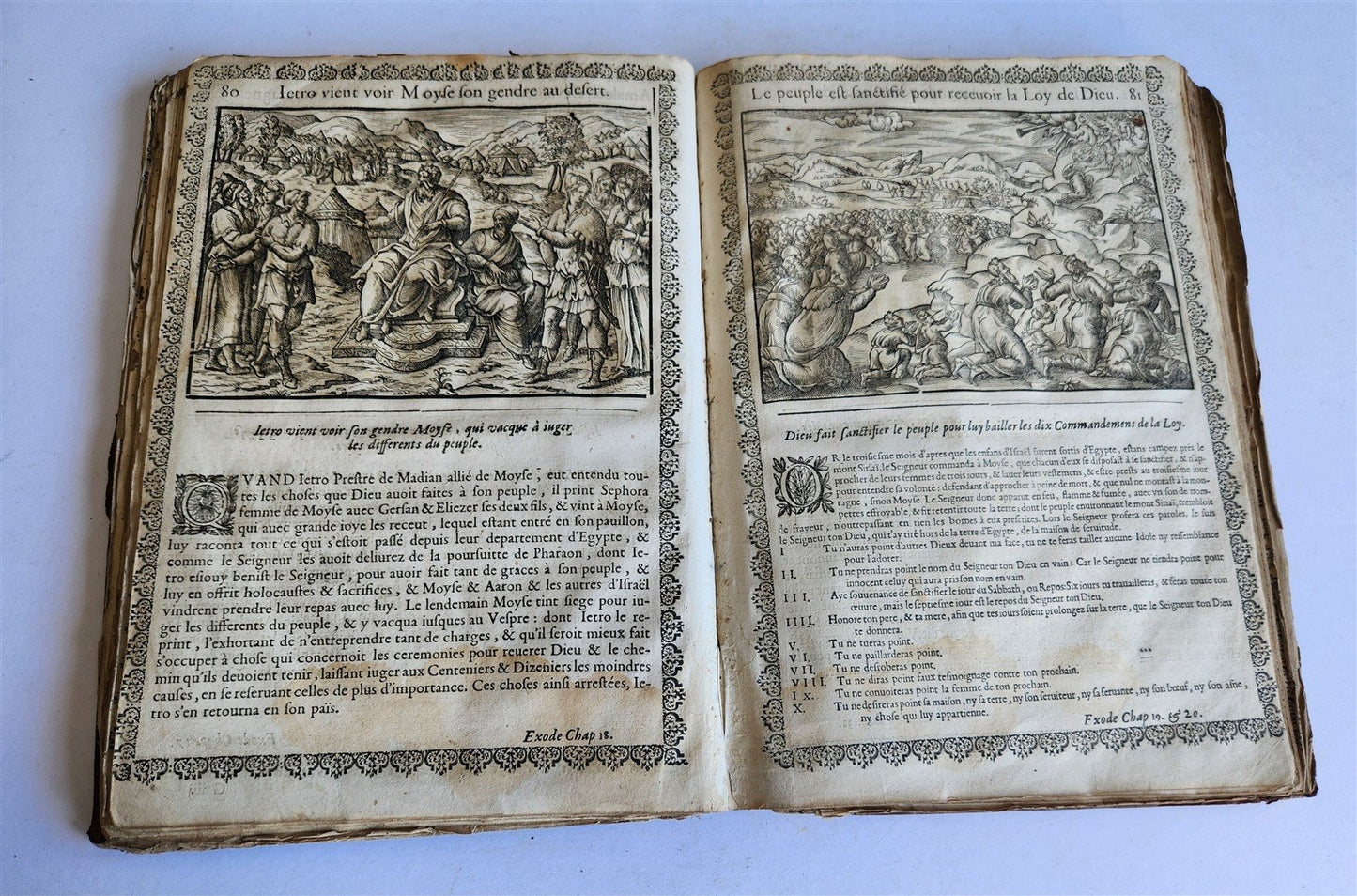 1655 BIBLE FIGURES antique ILLUSTRATED FOLIO Figures des Histoires de Bible
