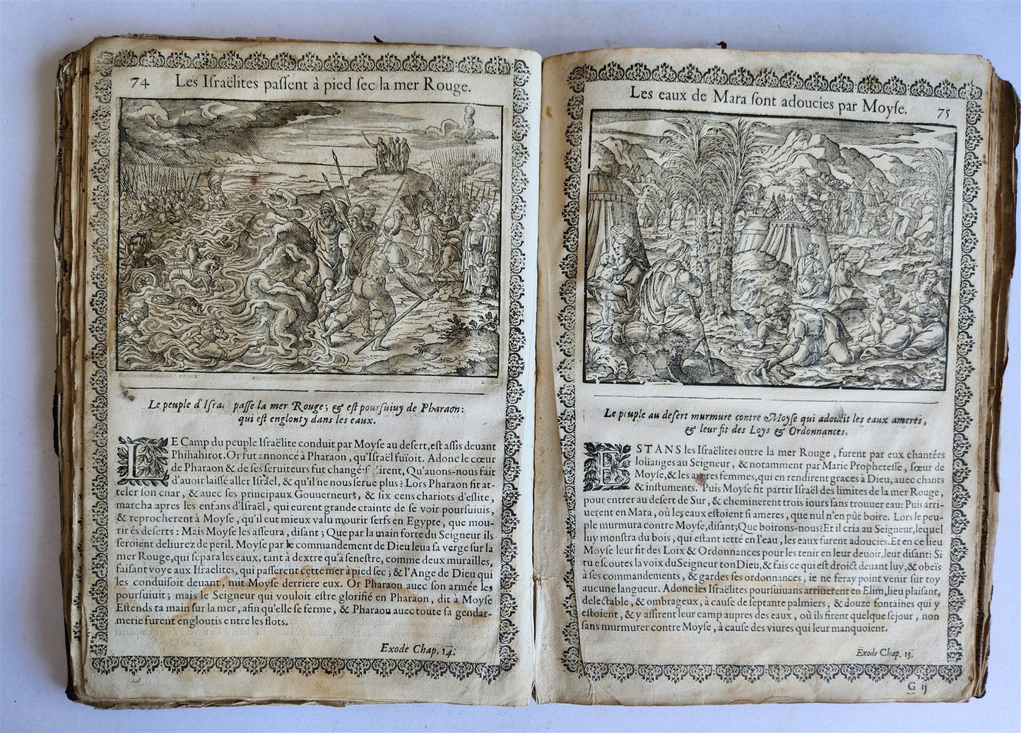 1655 BIBLE FIGURES antique ILLUSTRATED FOLIO Figures des Histoires de Bible