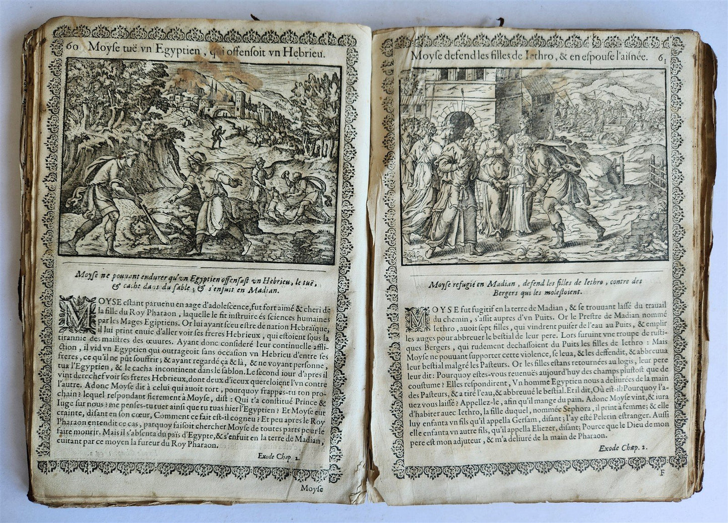 1655 BIBLE FIGURES antique ILLUSTRATED FOLIO Figures des Histoires de Bible