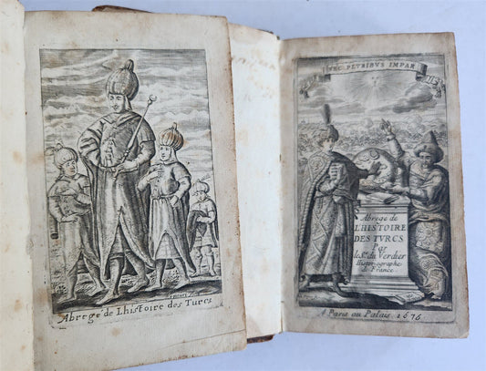 1676 HISTORY of TURKS 2 vols antique ILLUSTRATED 21 PORTRAITS of TURKISH SULTANS