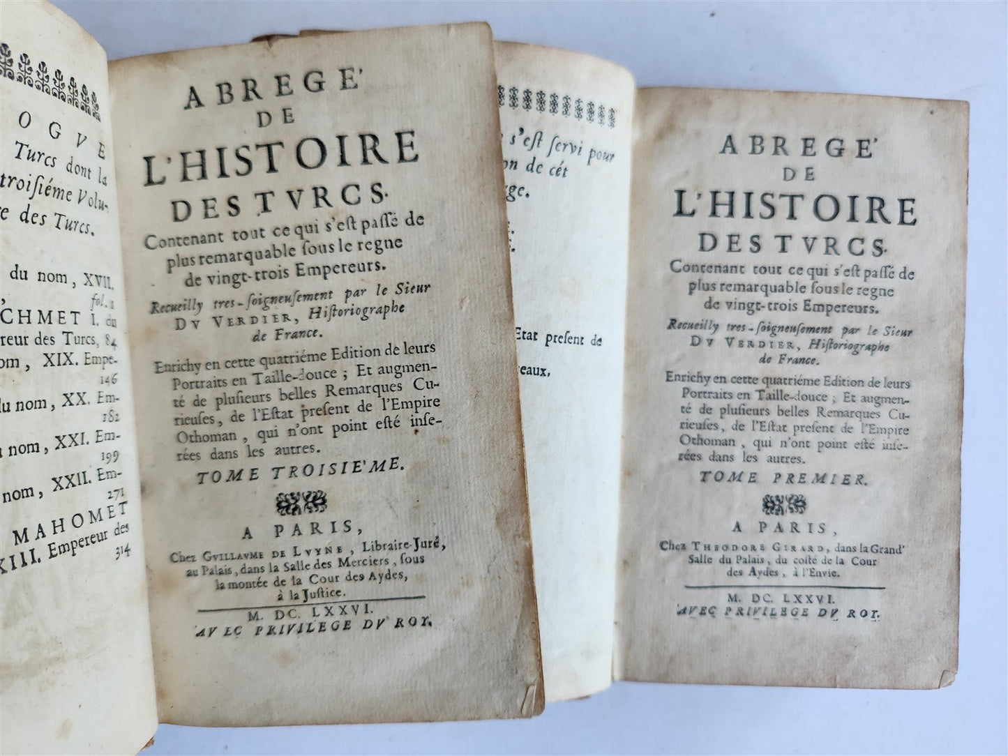 1676 HISTORY of TURKS 2 vols antique ILLUSTRATED 21 PORTRAITS of TURKISH SULTANS