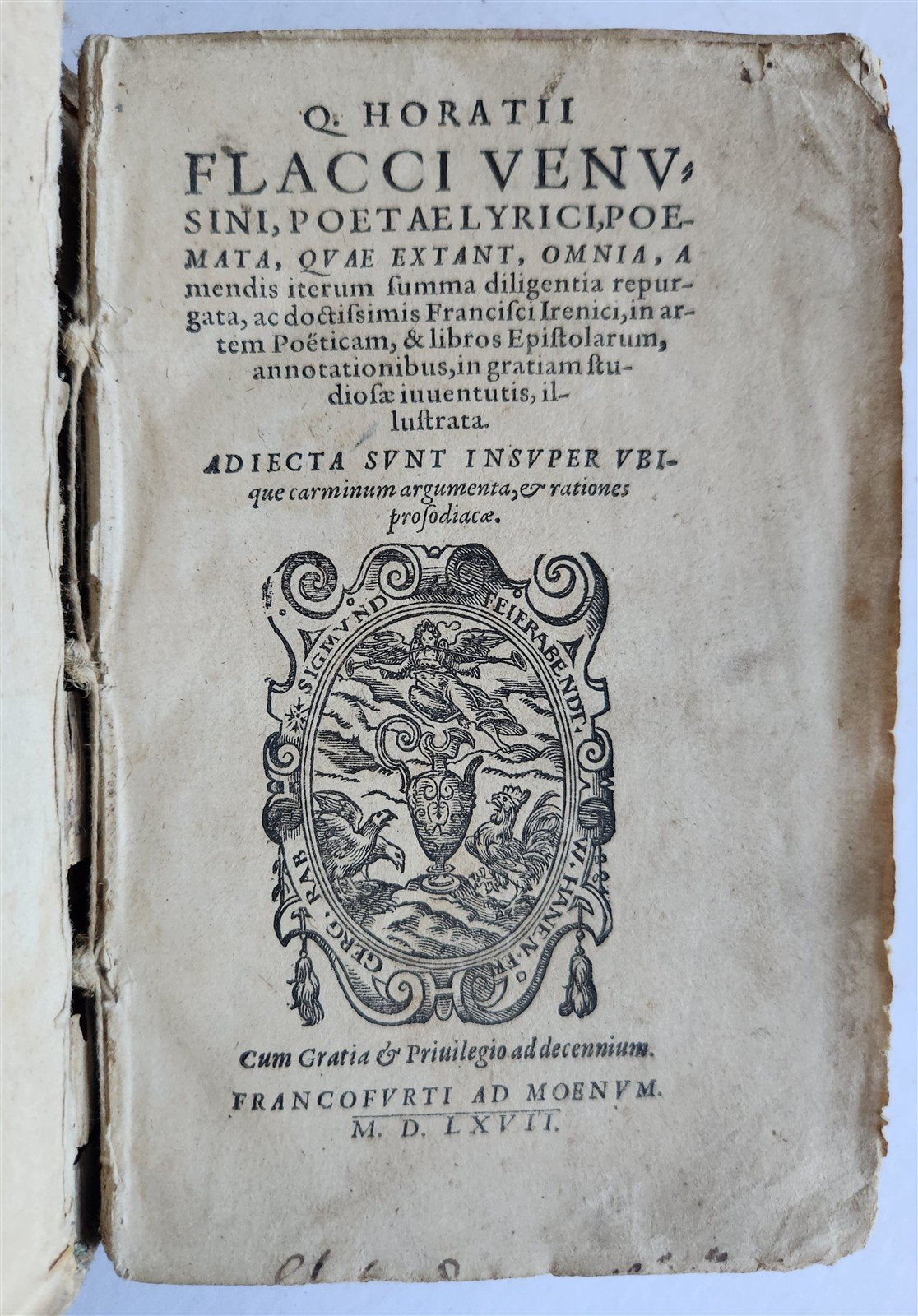 1567 HORACE POETRY antique HAND TOOLED PIGSKIN BINDING 16th CENTURY