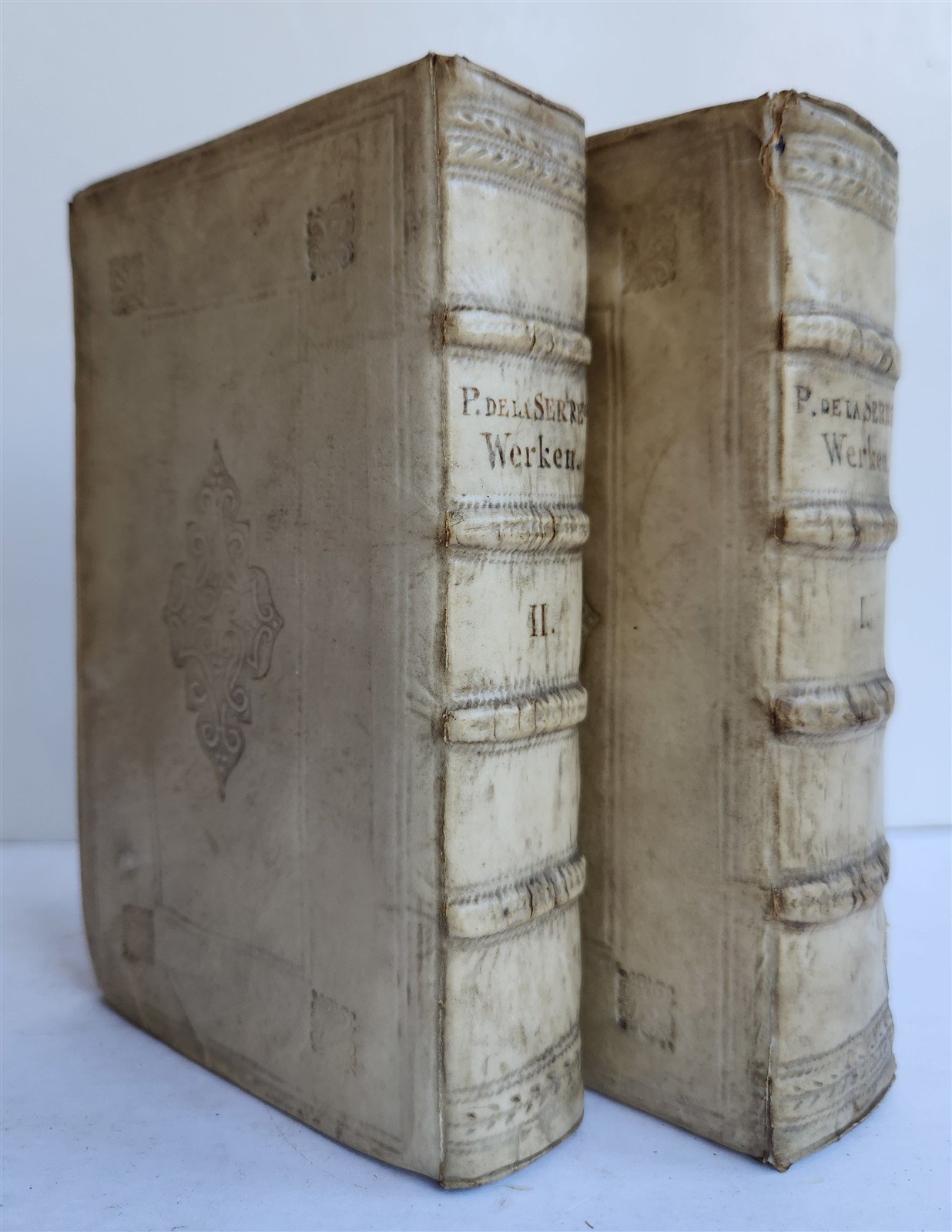 1666 THEOLOGY in DUTCH 4 VOLUMES ILLUSTRATED SET antique VELLUM BINDINGS