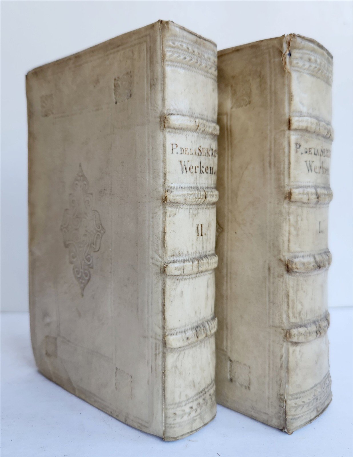 1666 THEOLOGY in DUTCH 4 VOLUMES ILLUSTRATED SET antique VELLUM BINDINGS