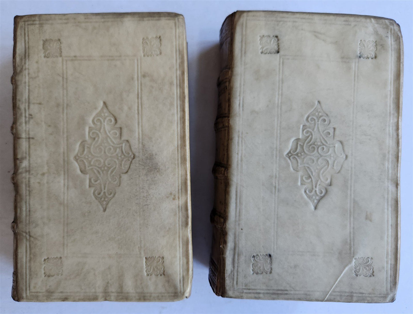1666 THEOLOGY in DUTCH 4 VOLUMES ILLUSTRATED SET antique VELLUM BINDINGS