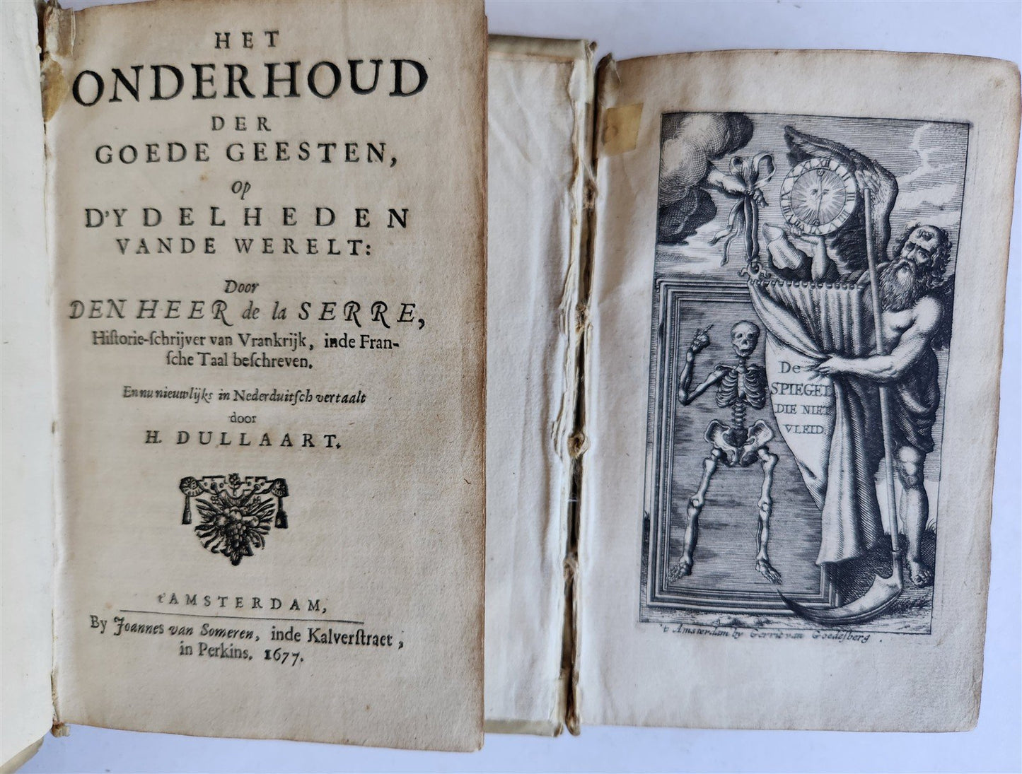 1666 THEOLOGY in DUTCH 4 VOLUMES ILLUSTRATED SET antique VELLUM BINDINGS