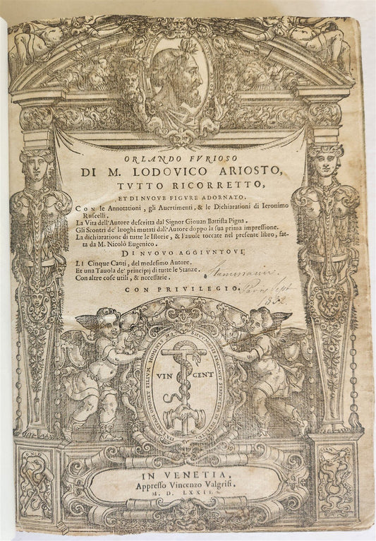 1572 ORLANDO FURIOSO by LUDOVICO ARIOSTO amazingly illustrated ANTIQUE 16th CENT