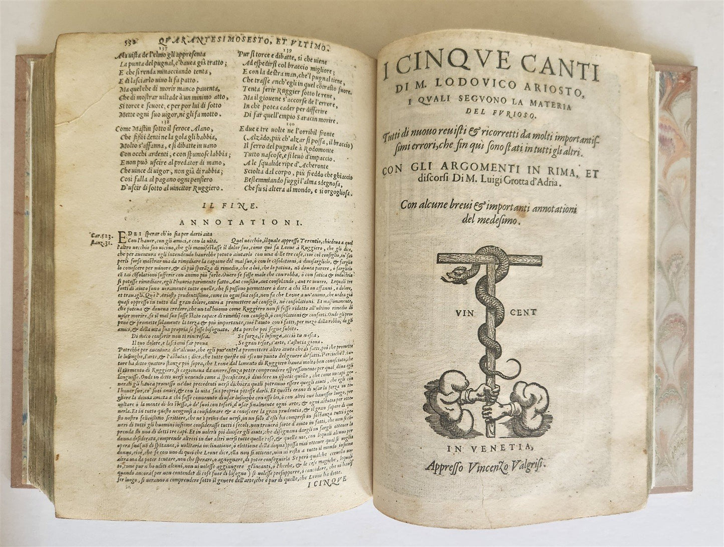 1572 ORLANDO FURIOSO by LUDOVICO ARIOSTO amazingly illustrated ANTIQUE 16th CENT