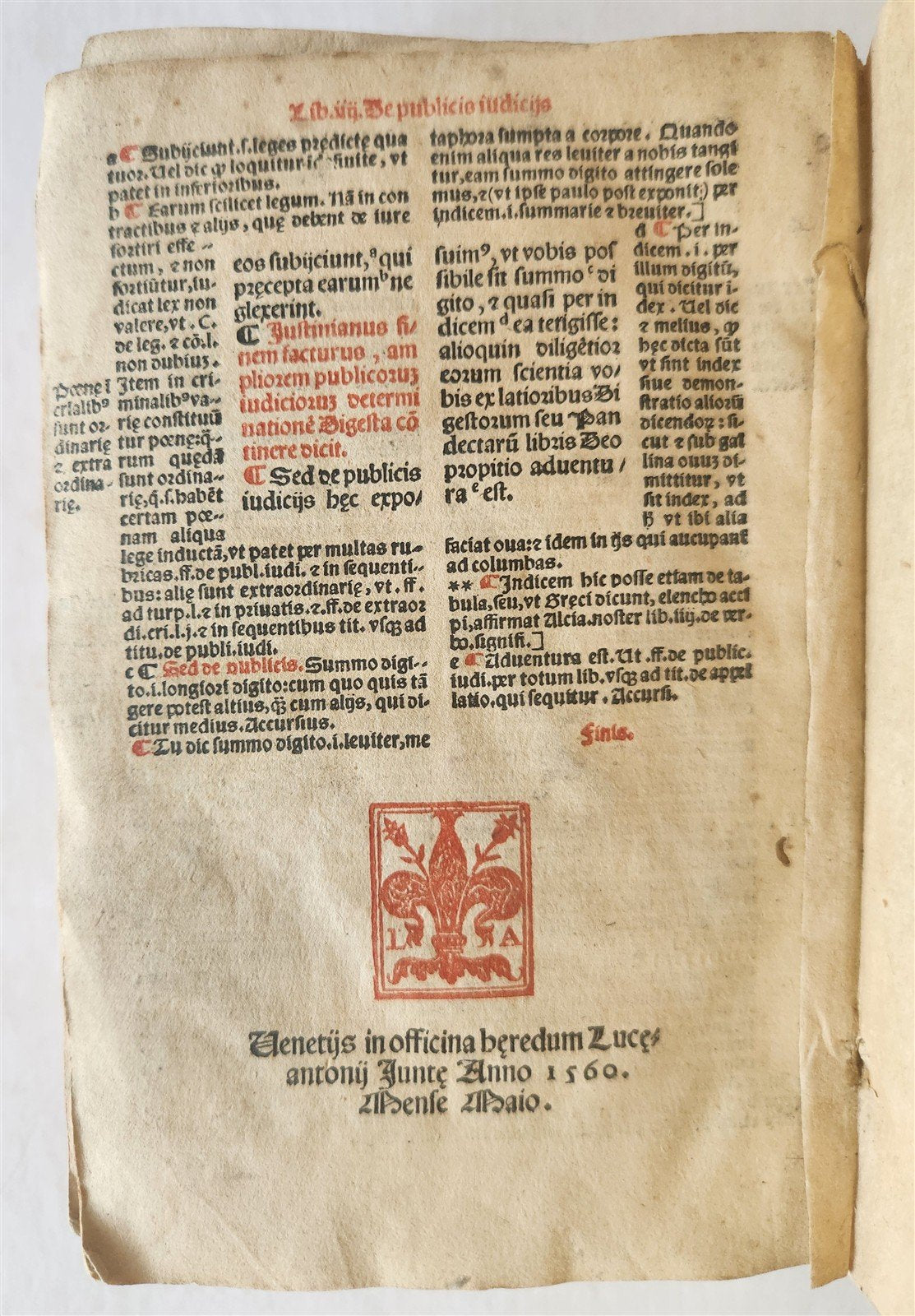 1560 LAW BOOK Institutiones Iuris Civilis D. Iustiniani ANTIQUE 16c GIUNTA PRESS