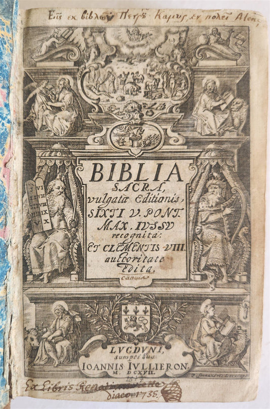 1607 BIBLE in LATIN Biblia Sacra ANTIQUE