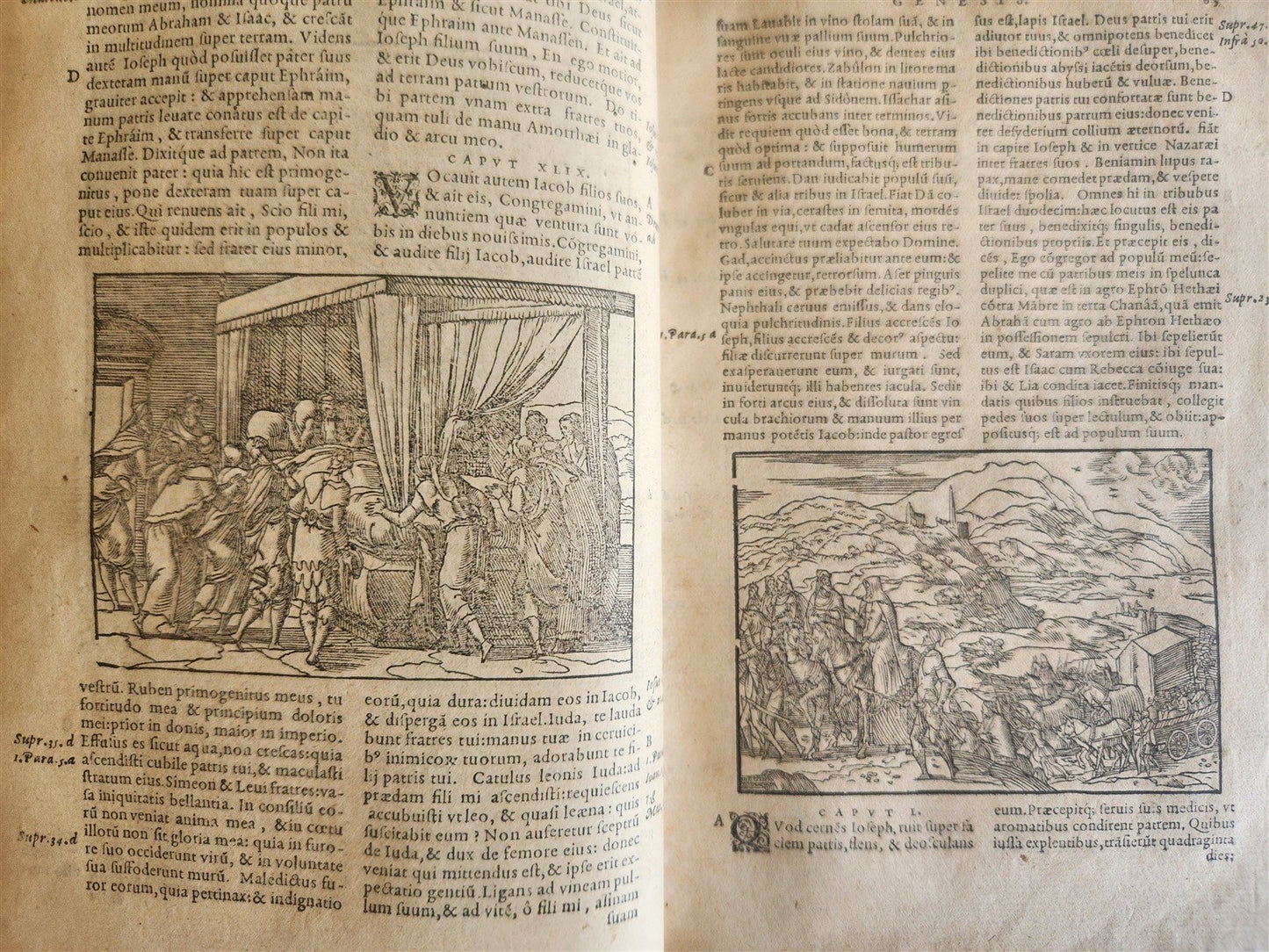 1558 BIBLE ILLUSTRATED antique VELLUM BINDING LATIN BIBLIA SACRA 16 century