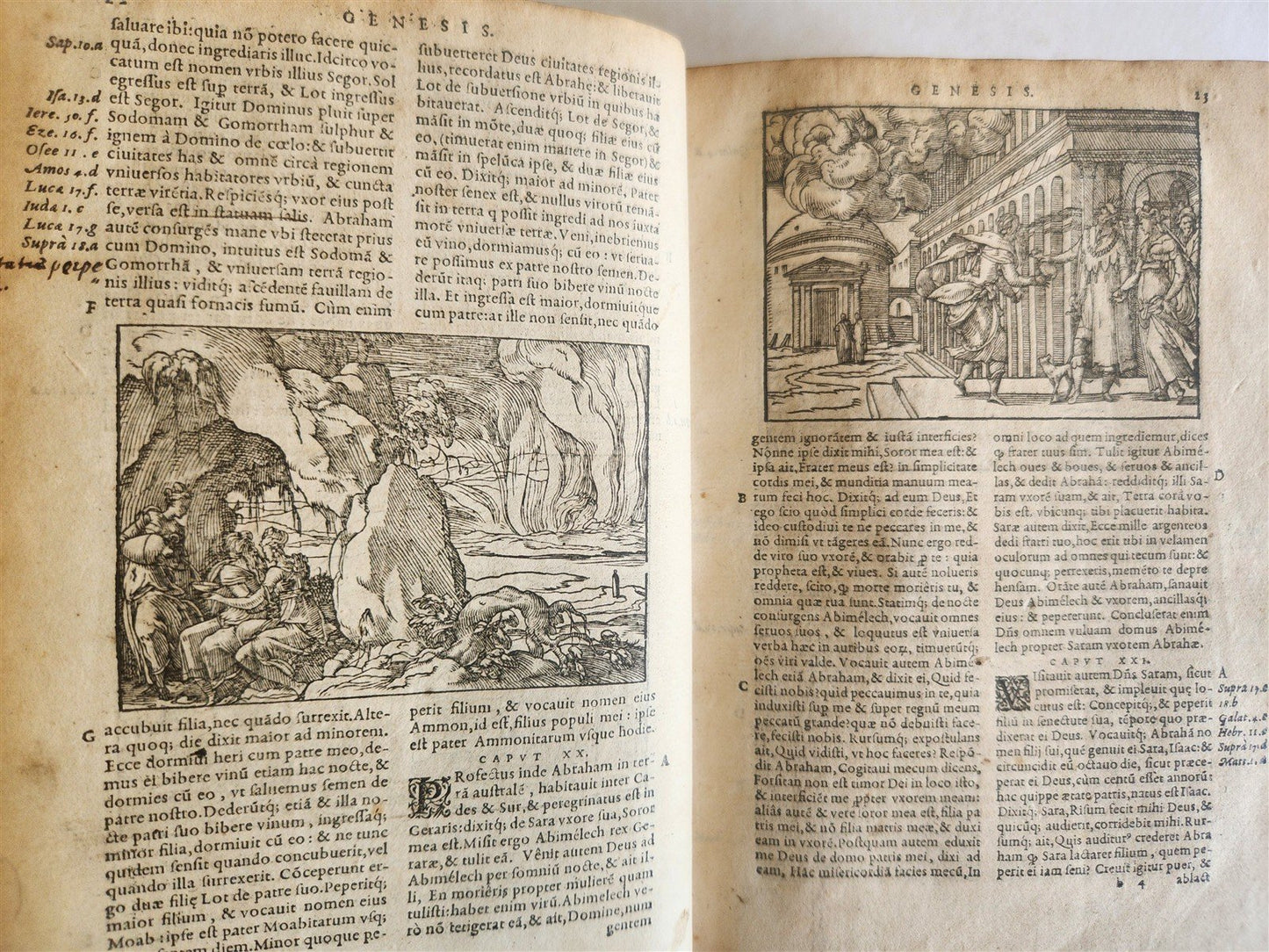 1558 BIBLE ILLUSTRATED antique VELLUM BINDING LATIN BIBLIA SACRA 16 century