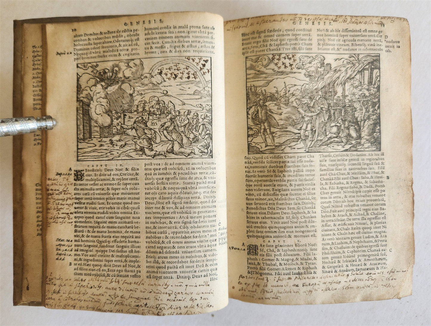 1558 BIBLE ILLUSTRATED antique VELLUM BINDING LATIN BIBLIA SACRA 16 century