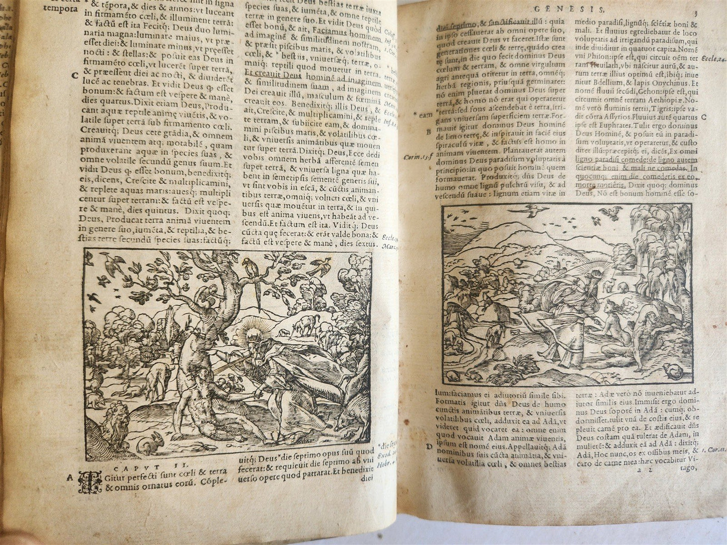 1558 BIBLE ILLUSTRATED antique VELLUM BINDING LATIN BIBLIA SACRA 16 century
