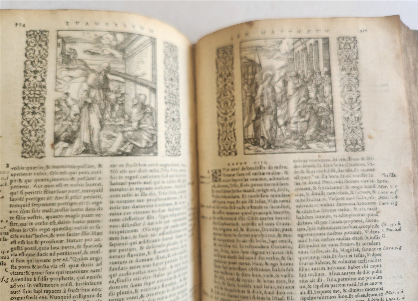 1558 BIBLE ILLUSTRATED antique VELLUM BINDING LATIN BIBLIA SACRA 16 century