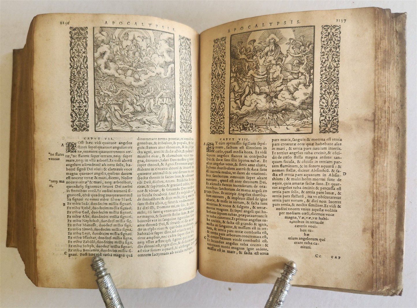 1558 BIBLE ILLUSTRATED antique VELLUM BINDING LATIN BIBLIA SACRA 16 century
