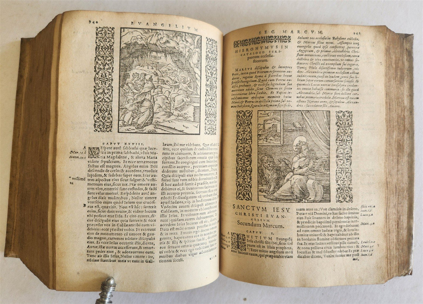 1558 BIBLE ILLUSTRATED antique VELLUM BINDING LATIN BIBLIA SACRA 16 century