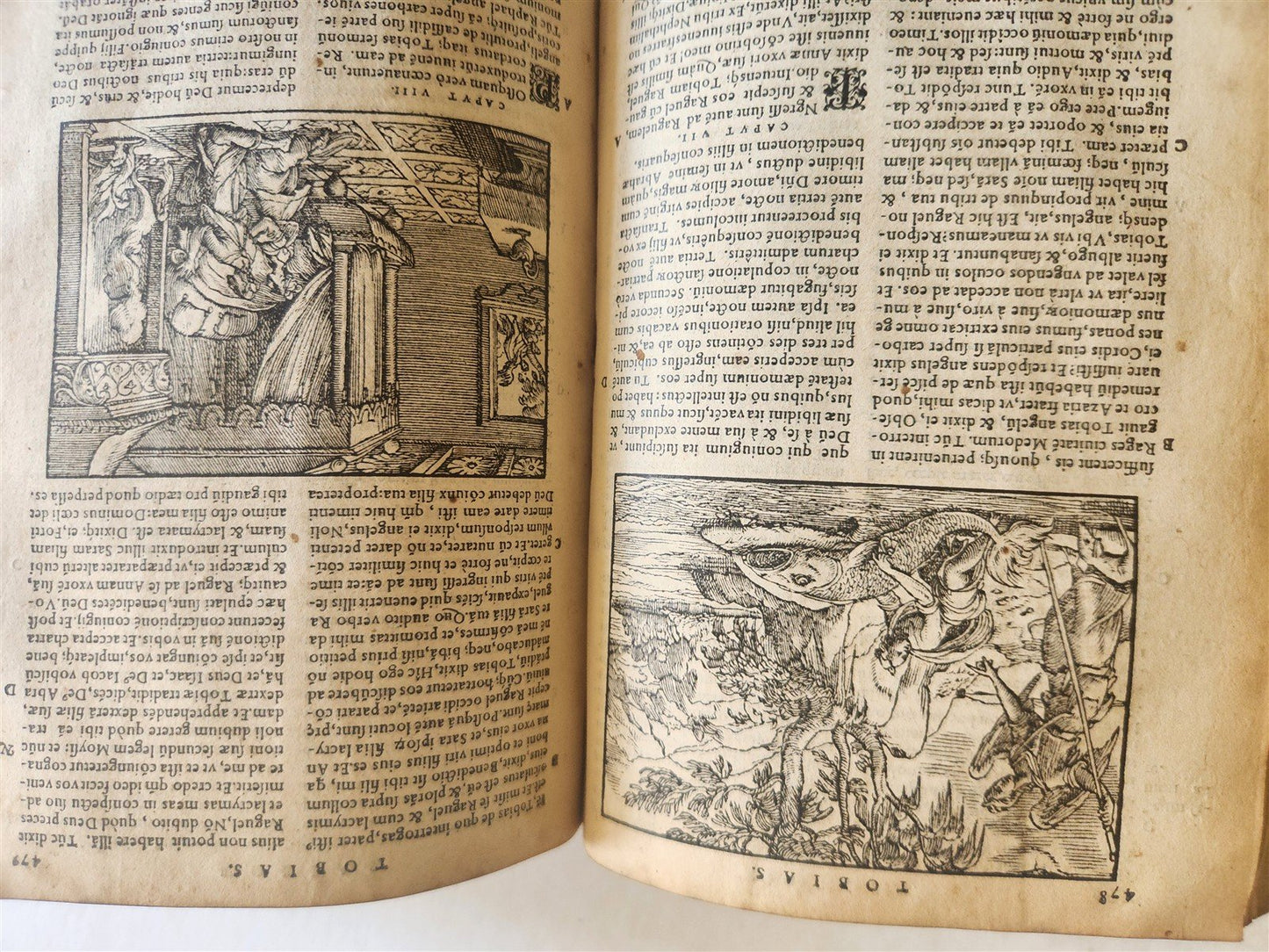 1558 BIBLE ILLUSTRATED antique VELLUM BINDING LATIN BIBLIA SACRA 16 century