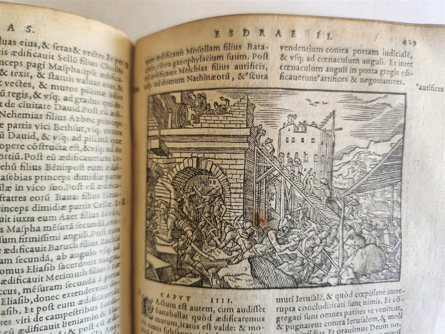 1558 BIBLE ILLUSTRATED antique VELLUM BINDING LATIN BIBLIA SACRA 16 century